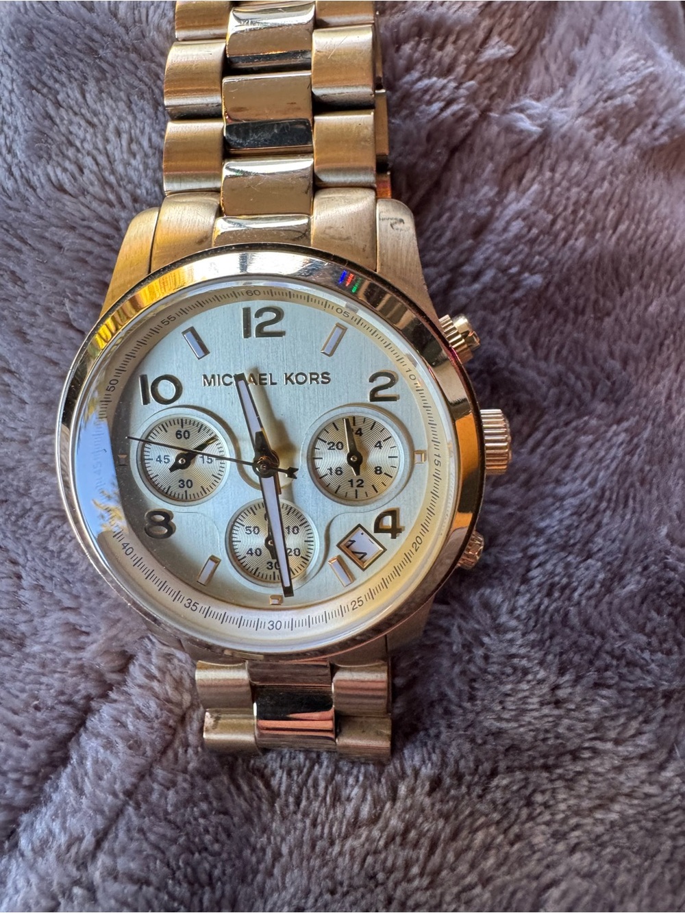 Michael Kors Rose Gold Men’s Chronograph Bracelet Watch with White Dial